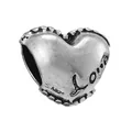 S925 vintage silver heart charm bead with LOVE engraving for DIY jewelry bracelets - LOVE Beaded Edge Style (17)