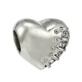 Silver vintage heart charm with stitch design and zircons for DIY charm bracelets - Stitched Heart with Diamonds Style (18)