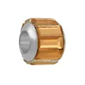 DIY charm bead featuring amber rectangular crystals in silver-tone setting with large hole - Amber Rectangular Rhinestone (22)