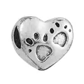 Silver-plated heart-shaped bead with animal paw prints for DIY charm bracelets - Animal Paw Heart Style (20)