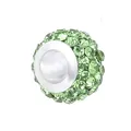 Light green crystal charm bead with center pearl for DIY jewelry making and bracelets - Light Green Rhinestone Silver Core (23)