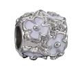 Charm fleur argenté avec émail blanc pour bracelets et colliers DIY - Perle d'Espacement Fleur Émail Blanc (32)