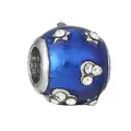 Klein blue enamel duck charm with silver stars and sparkling cubic zirconia stones - Blue Star Large Hole Bead (14)