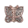 Rose gold butterfly charm with sparkling pavé cubic zirconia for DIY bracelets - Butterfly Rhinestone Inlaid Design (4)
