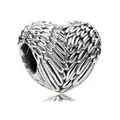Silver alloy heart charm with angel wing texture for DIY bracelet jewelry making - Angel Wings Heart Style (22)