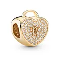 Goldener Herz-Vorhängeschloss-Anhänger mit glitzernden Kristallen für Armbänder - 1-Gold-Herzschloss / Gold