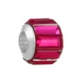 Deep rose red rectangular faceted glass charm bead with silver metal core - Rose Red Rectangular Rhinestone (26)