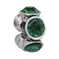Silver retro DIY charm bead with emerald green crystals for beaded bracelets - Emerald Vintage Cylinder Style (30)
