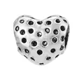 Retro silver heart charm with dotted texture and side hole for DIY jewelry making - Vintage Polka Dot Heart Style (24)