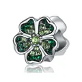 DIY flower charm with green crystals and silver finish for charm bracelets - Gradient Green Petal Style (31)