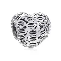 Vintage silver heart charm with openwork lip patterns and S925 engraving for DIY bracelets - Full Heart Kiss Hollow Heart Style (25)