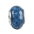 Deep blue faceted DIY charm bead with sparkling glitter and silver metal ends - 100pcs Pack / Glitter Blue
