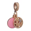 Rose gold flower heart charm with pink enamel and sparkling crystals for DIY bracelets - Rose Gold Double Round Dragonfly Flower Style (2)