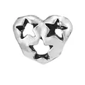 Retro silver alloy heart bead with hollowed star patterns for DIY bracelets - Hollow Pentagram Heart Style (26)