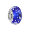 Blue celestial glass charm bead with S925 sterling silver core for DIY bracelets - Dark Blue Cloud Silver Core (30)