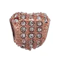 Rose gold heart bead charm with pavé crystal accents for DIY jewelry making - Heart Full Diamond Pave Bead (10)