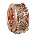 DIY rose gold heart charm bead with clear sparkling cubic zirconia stones for bracelets - Rose Gold Ring Pave Bead (11)