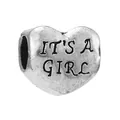 Vintage heart charm in silver alloy with It's a Girl engraving for DIY bracelets - IT'S A GIRL Heart Style (30)
