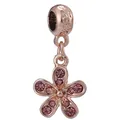 Rose gold flower charm with pink crystals and Fashion engraving for DIY jewelry - Pink Purple Flower Fashion Pendant (12)