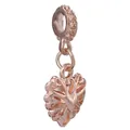 Colgante de corazón en oro rosa con relieve de pavo real para pulseras de DIY - Especificación Normal / Corazón de Filigrana Calado (038) / Rosa oro