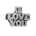 Silver retro DIY charm bead with I LOVE YOU embossed lettering for charm bracelets - I LOVE YOU Relief Style (31)