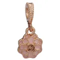 Rose gold flower charm with pink enamel and center amber stone for DIY bracelets - Rose Gold Pink Petal Champagne Stone Style (39)