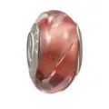 Pink translucent glass charm bead with silver core and spiral patterns for bracelets - Pink Swirl Silver Core (35)