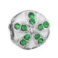Silver flower bead charm with green round gemstones for DIY bracelets and jewelry - Green Gemstone Five-Petal Band (42)