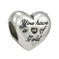 Silver vintage heart charm with You have a heart of Gold engraving for DIY bracelet - Heart of Gold Style (35)