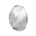 Frosted white translucent glass bead with silver metal core for DIY charm bracelets - Milky Frosted Silver Core (38)
