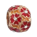 Golden flower charm bead with red enamel petals and zircon centers for DIY jewelry - Gold Red Flower Rhinestone Style (37)