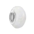Pearlescent white glass charm bead with S925 silver core for DIY charm bracelets - Milky Shimmer Silver Core (39)