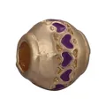 Golden flower heart charm bead with purple enamel hearts for DIY jewelry bracelet - Purple Heart Barrel Style (17)