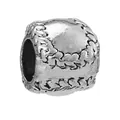 Perle de baseball en argent avec détails de couture pour bracelets et colliers DIY - Style Baseball Vintage