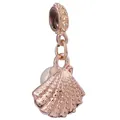 Rose gold seashell charm with white pearl accent for DIY beaded bracelets - Ocean Shell Pearl Pendant (19)