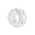 Sparkling AB crystal bead charm with silver metal base for DIY jewelry bracelets - Aurora Borealis Rhinestone (40)