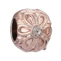 Rose gold flower charm with sparkling center stone for DIY bracelet and necklace - Round Flower Center Single Diamond Charm (20)