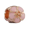 Pink flower charm bead with golden edges and enamel finish for DIY jewelry bracelets - Pink Enamel Cherry Blossom Style (18)