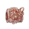 Abalorio de trébol en oro rosa con motivos de flores y mariposas para pulseras DIY - Especificación Normal / Relieve de Mariposa Floral (021) / Rosa oro