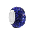 Polished silver charm bead with dark blue faceted crystals for DIY jewelry bracelet - Dark Blue Circle Rhinestone (44)