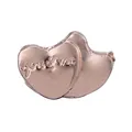 Abalorio de doble corazón en oro rosa con grabado para pulseras de abalorios DIY - Especificación Normal / Corazones Superpuestos YOU & ME (030) / Rosa oro