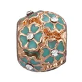 Golden flower charm bead with blue enamel petals and sparkling crystal centers - Rose Gold Teal Flower Style (38)