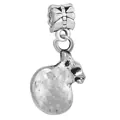 Charm dado cuore in argento vintage con perla a fiocco per bracciali gioielli DIY - Stile Sacchetto della Fortuna con Fiocco Retrò (034)
