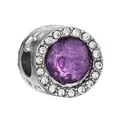 Silver charm with purple heart gemstone and crystal halo for DIY jewelry bracelets - Purple Heart Charm (2)