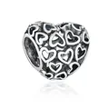 Retro hollow heart charm in silver finish for DIY bracelet jewelry making - Multiple Hollow Hearts Bead (45)