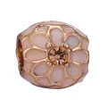 Rose gold flower charm with pink enamel petals and a sparkling orange center stone - Rose Gold Pink Petal Yellow Stone Style (36)