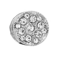 Sparkling silver round charm pendant with pavé set crystals and textured metal edges - Full Zircon Circle