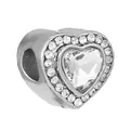 Silver heart charm with sparkling cubic zirconia for DIY bracelets and necklaces - 031 / Normal Specification