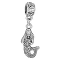 Cuenta de dije de sirena de plata antigua con patrón de espiral para pulseras DIY. - Colgante Estilo Sirena Plateado (012)