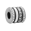 Silver retro charm with crown, pearl, snowman motifs and pave set cubic zirconia stones - 020 / Normal Specification